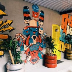 vẽ tranh tường trà sữa-qw