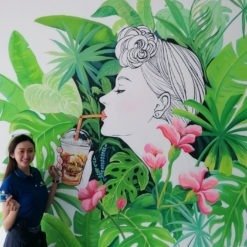 vẽ tranh tường trà sữa đẹp-aq