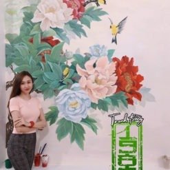 Vẽ Tranh Tường Vườn Hoa Mẫu đơn 1