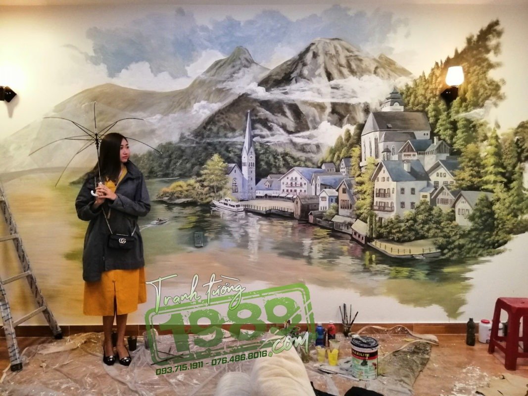 Vẽ Tranh Tường Homestay Hallstatt Town