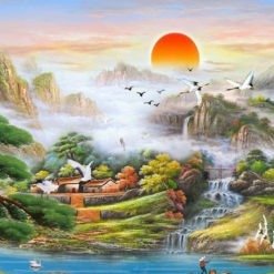 Vẽ Tranh Phong Thủy Nhật Xuất Thiên Sơn B