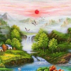 Vẽ Tranh Phong Thủy Nhật Xuất Thiên Sơn C