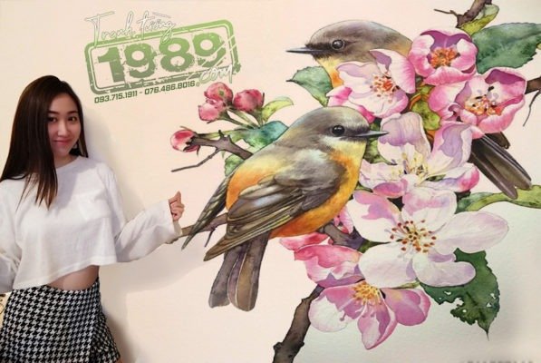 Vẽ Tranh Tường Cặp Chim