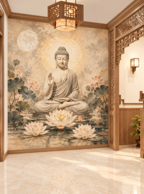 Tranh Tuong Duc Phat Phong Cach Nhe Nhang 02