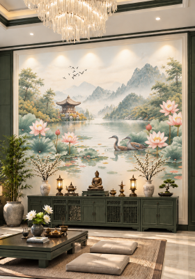 Tranh Tuong Ho Hoa Sen Nhe Nhang Tho Phat 33