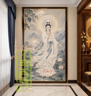 Tranh Tuong Quan Am Dung Giua Ho Sen 24